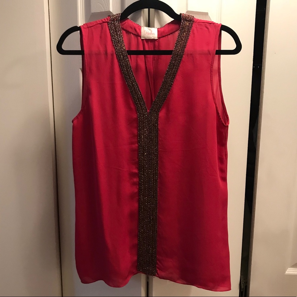 Parker Pink & Silver Chain Embellishment Tank Top